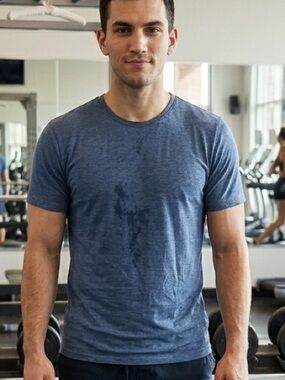 Lululemon Men’s Logo Dark Blue Distressed T-Shirt Size Large